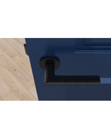Puxador de porta clássico KALMIA puxador design vista de cima montado numa porta
