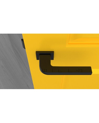 Puxador de porta moderno ISMENA puxador design vista de cima montado numa porta
