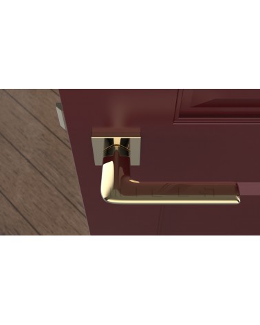 Puxador de porta ouro polido LILA puxador design vista de cima montado numa porta