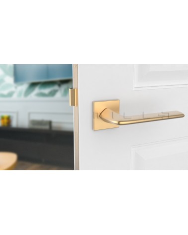 Puxador de porta futurista LILA puxador design vista de frente montado numa porta