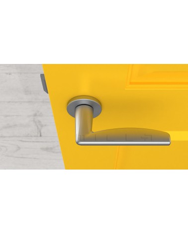 Puxador de porta cromado acetinado LUNA puxador design vista de cima montado em porta