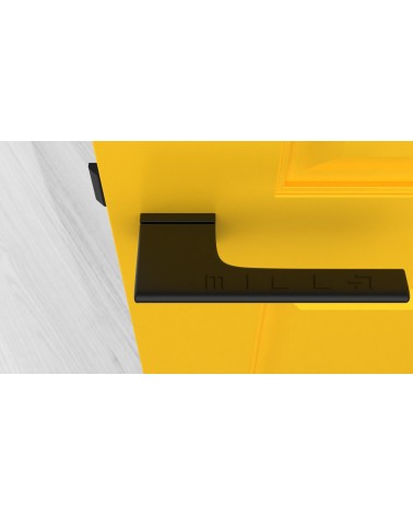 Puxador de porta preto LUPINA puxador design vista de cima montado numa porta