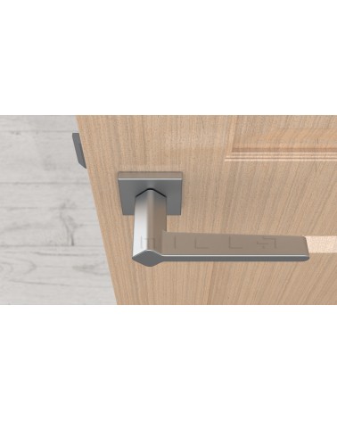 Puxador de porta futurista NINFEA puxador design vista de cima montado numa porta