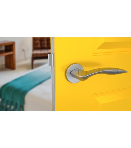 Puxador de porta cromo acetinado ROBINE ferragens decorativas