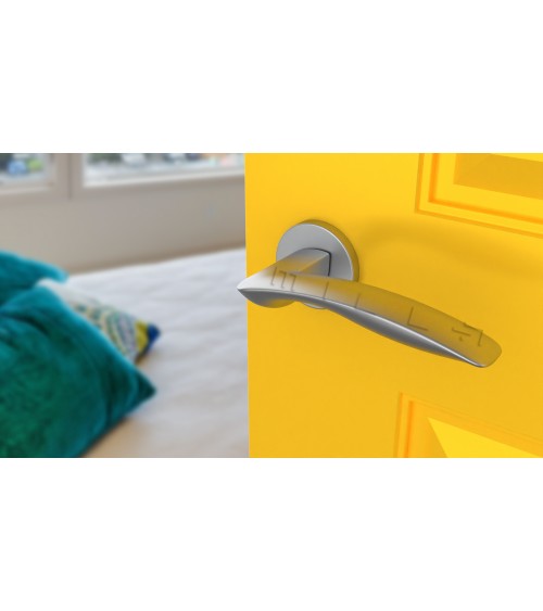 Puxador de porta cromo acetinado ROBINE ferragens decorativas