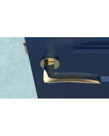 Puxador de porta ROBINE puxador design vista de cima montado numa porta