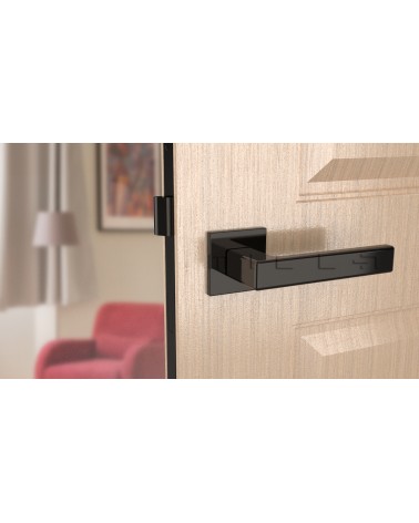 Puxador de porta TILLIA porta interior design cor 1 vista frontal montado numa porta