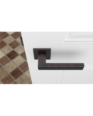 Puxador de porta Clássico TILLIA puxador design cor 2 vista de cima montado numa porta