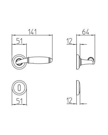 Puxador de porta Mandelli Melody com dimensões