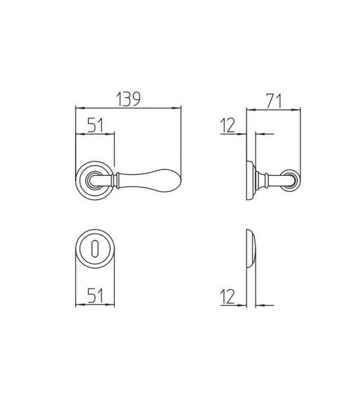 Puxador de porta em latão Mandelli Naxos puxador design cor 3