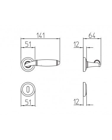 Puxador de porta Mandelli Paros com dimensões