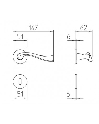 Puxador de porta Mandelli River com dimensões