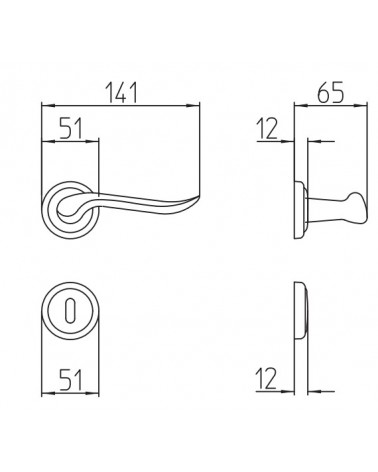 Puxador de porta Mandelli Rondò com dimensões