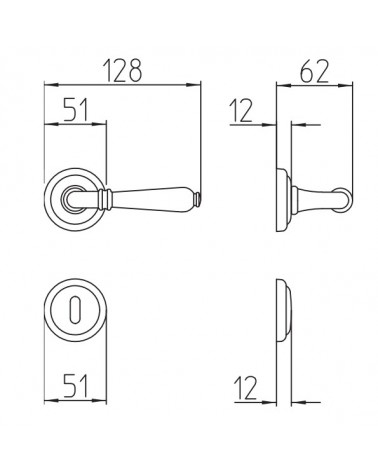 Puxador de porta Mandelli Sevilla com dimensões