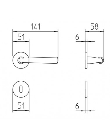 Puxador de porta Mandelli Special com dimensões