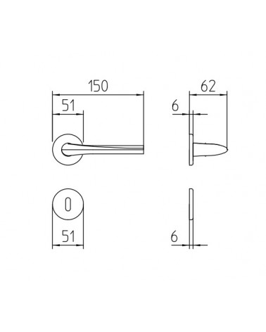 Puxador de porta Mandelli Filo com dimensões