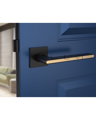 Puxador de Porta Moderno em Zamak sobre uma placa Quadrada - modelo Ferrara - puxador design