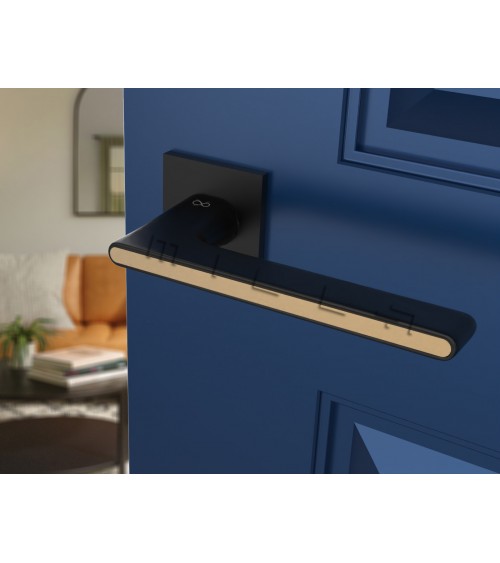 Puxador de Porta Preto e dourado Ferrara quadrado - puxador design