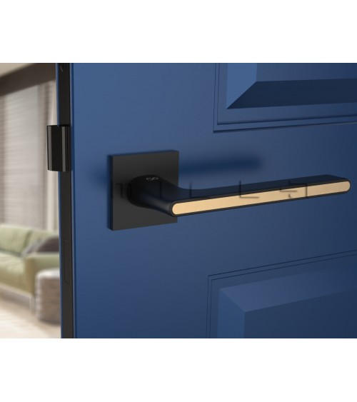 Puxador de Porta Preto e dourado Ferrara quadrado - puxador design