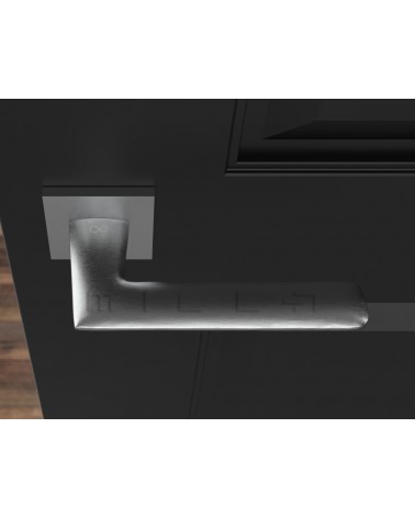 Puxador de porta cromado polido Line GIULIA puxador design vista de cima montado numa porta