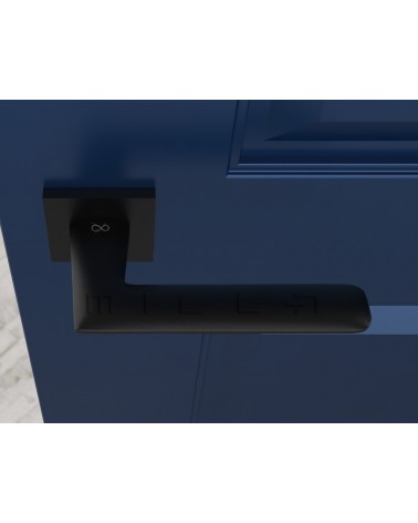 Puxador de porta preto line GIULIA puxador design vista de cima montado numa porta