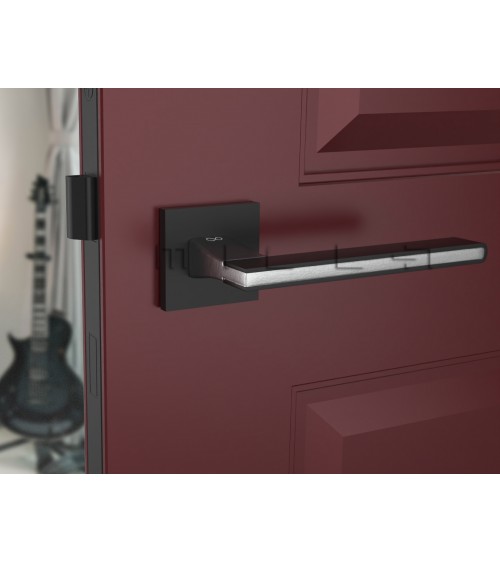 Puxador de porta moderno preto NICOLA quadrado em zamak - puxador design