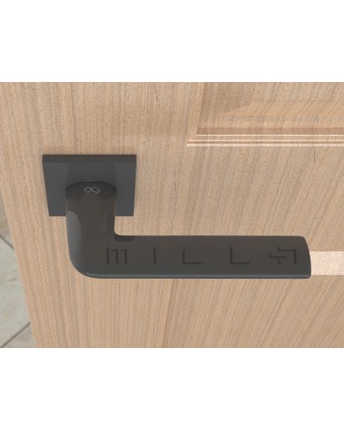 Puxador de porta titânio STINGER puxador design vista de cima montado numa porta