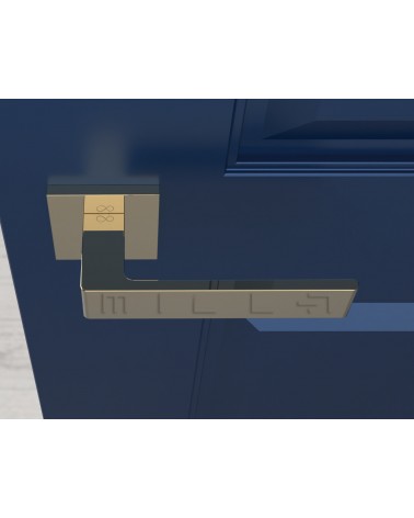 Puxador de porta ouro polido Apollo puxador design vista de cima montado numa porta