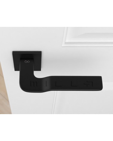 Puxador de porta preto LINE BALI puxador design vista de cima montado numa porta