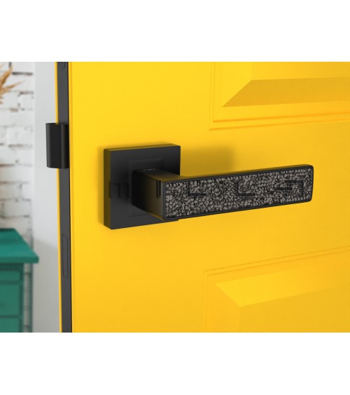 Puxador de porta preto GLAMOUR ferragens design vista de cima montada numa porta