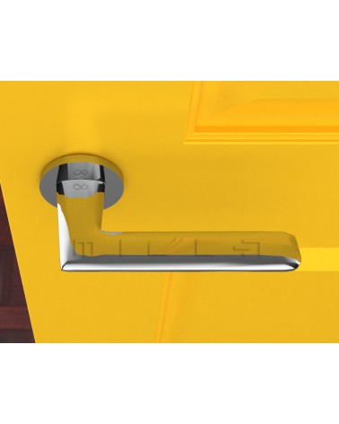 Puxador de porta cromado polido Line GIULIA puxador design vista de cima montado numa porta