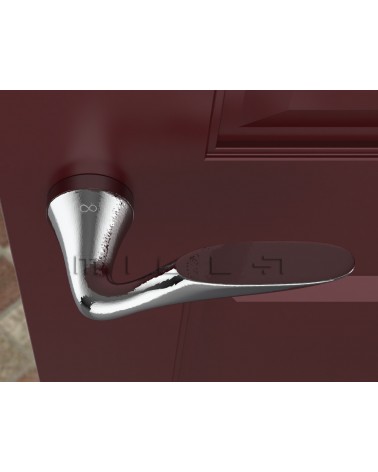 Puxador de porta futurista DOUCE puxador design vista de cima montado numa porta