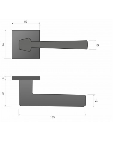 Puxador de porta DIAMANT com dimensões