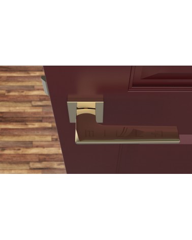 Puxador de porta em placa quadrada LUNARIA puxador design cor 3 vista de cima montado numa porta