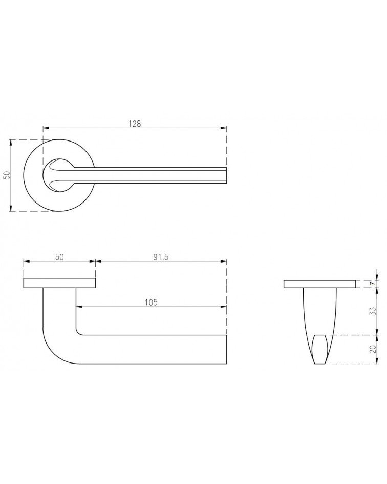 Puxador de porta em zamak OLEANDRO puxador design com dimensões
