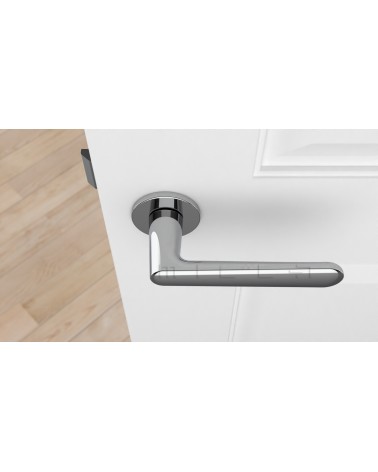 Puxador de porta em zamak ARIA puxador design cor 4 vista de cima montado numa porta