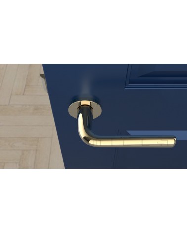Puxador de porta em zamak TULIPA puxador design cor 2 vista de cima montado numa porta