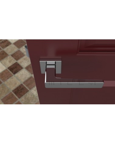 Puxador de porta em zamak ERICA ferragens design cor 1 vista de cima montado numa porta