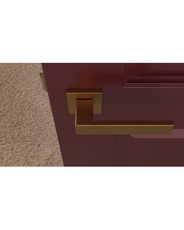 Puxador de porta em zamak PINA puxador design vista de cima montado numa porta