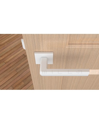 Puxador de porta em zamak HOSTA design vista de cima montado numa porta