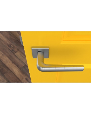 Puxador de porta em zamak MELA ferragens design cor 2 vista de cima montado numa porta