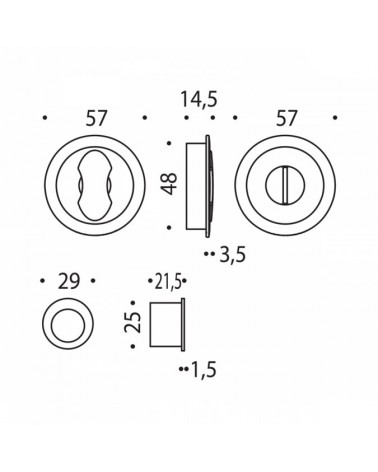 Puxador para porta de correr Moon One com dimensões