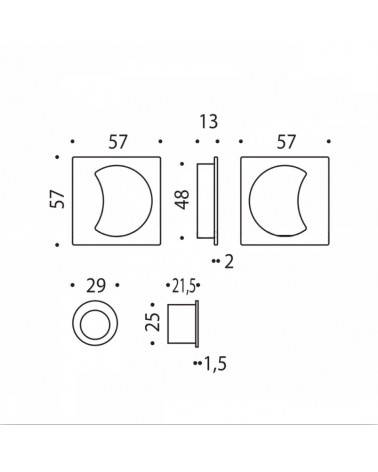 Puxador para portas de correr Colombo Design Moon One com dimensões
