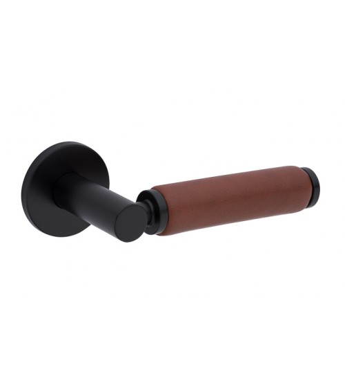 Puxador de porta preto em couro escuro TUPAI 4200/201 redondo - puxador design