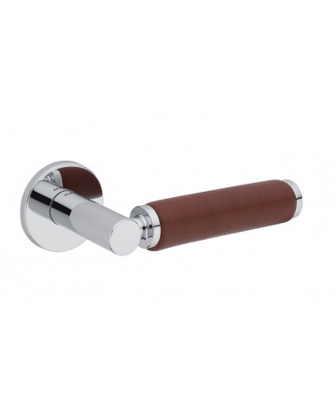 Puxador de porta em cromo polido e couro escuro TUPAI 4200/201 redondo - puxador design