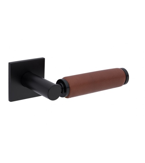 Puxador de porta preto em couro escuro TUPAI 4200/201 quadrado - puxador design
