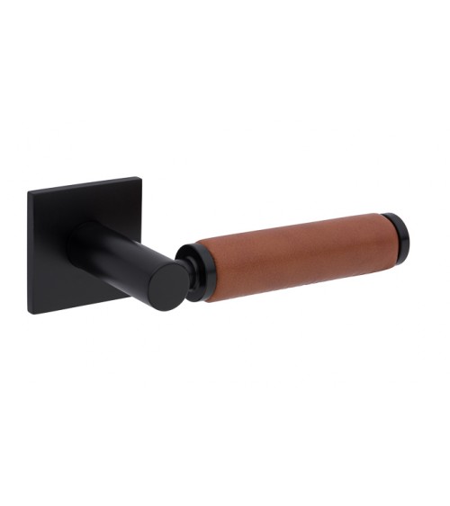 Puxador de porta em latão e couro claro TUPAI 4200/200 quadrado - puxador design