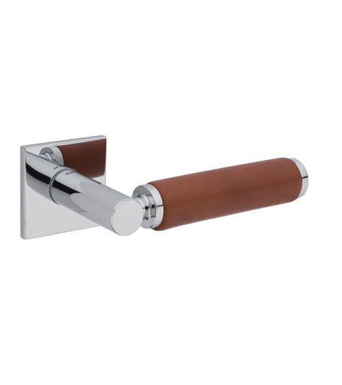 Puxador de porta cromado brilhante em couro claro TUPAI 4200/200 quadrado - puxador design