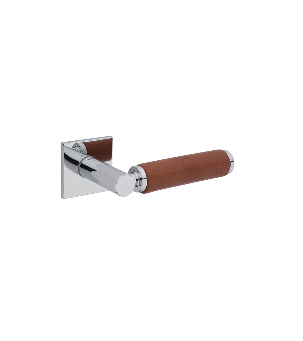 Puxador de porta cromado brilhante em couro claro TUPAI 4200/200 quadrado - puxador design