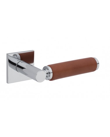 Puxador de porta cromado brilhante em couro claro TUPAI 4200/200 quadrado - puxador design